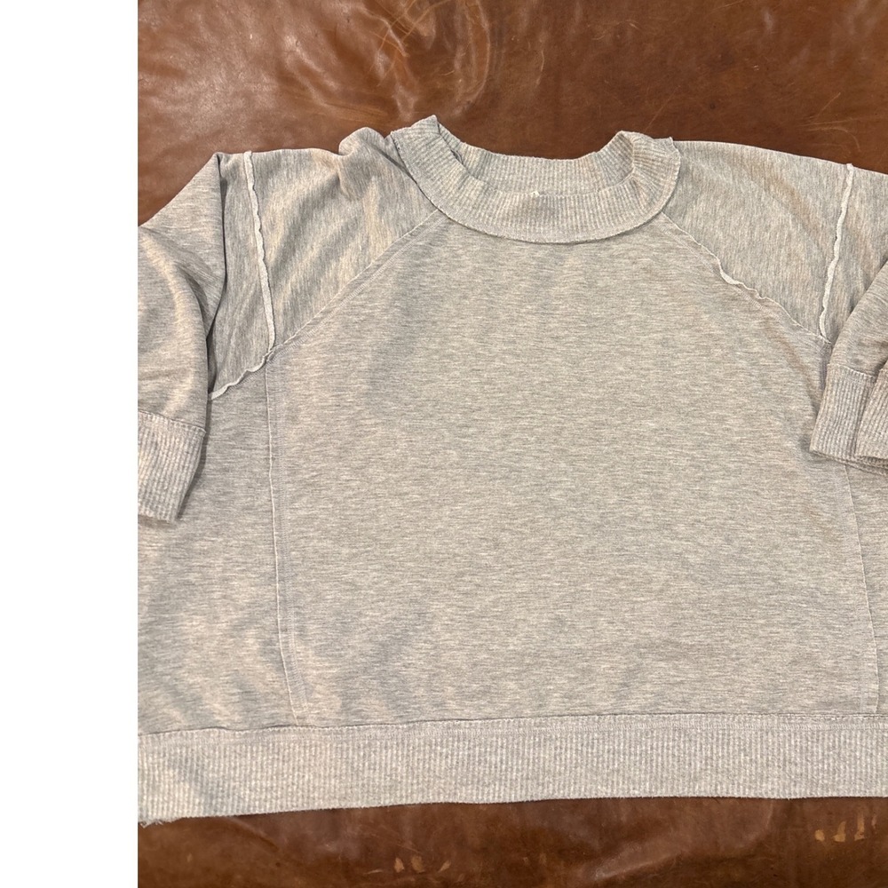 FP Movement Free People Grey Side Zip Raglan Sweatshirt XS Heather Grey Fleece